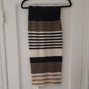 Ronny Kobo Striped Black and Tan Women's Skirt